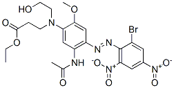 ethyl N-[5-(acetylamino)-4-[(2-bromo-4,6-dinitrophenyl)azo]-2-methoxyphenyl]-N-(2-hydroxyethyl)-beta-alaninate Struktur