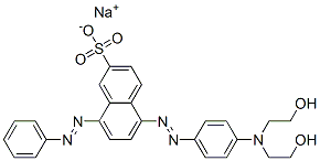 5-[[4-[ビス(2-ヒドロキシエチル)アミノ]フェニル]アゾ]-8-(フェニルアゾ)-2-ナフタレンスルホン酸ナトリウム 化学構造式