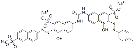 trisodium 3-[(2,4-dimethylphenyl)azo]-4-hydroxy-7-[[[[5-hydroxy-7-sulphonato-6-[(6-sulphonato-2-naphthyl)azo]-2-naphthyl]amino]carbonyl]amino]naphthalene-2-sulphonate Structure