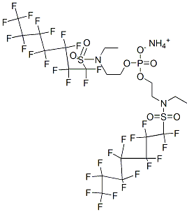 N,N'-[磷酸亚基双(氧-2,1-乙二烷基)]双[N-乙基-1,1,2,2,3,3,4,4,5,5,6,6,7,7,7-十五氟-1-庚烷基磺酰胺]铵盐 N-乙基-1,1,2,2,3,3,4,4,5,5,6,6,7,7,7-十五氟-N-[2-(膦酰基氧)乙基]-1-庚烷磺酰胺二铵盐,67939-97-3,结构式