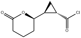 Cyclopropanecarbonyl chloride, 2-[(2R)-tetrahydro-6-oxo-2H-pyran-2-yl]-, (1S,2S)- (9CI) Struktur