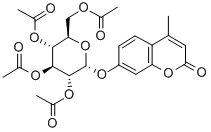 4-甲基香豆素基-2,3,4,6-四-氧-乙酰基-Α-D-吡喃葡萄糖苷,67945-53-3,结构式