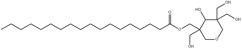 オクタデカン酸[[テトラヒドロ-4-ヒドロキシ-3,5,5-トリス(ヒドロキシメチル)-2H-ピラン]-3-イル]メチル 化学構造式