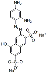 3-[(2,4-ジアミノフェニル)アゾ]-5-ヒドロキシ-2,7-ナフタレンジスルホン酸ジナトリウム 化学構造式