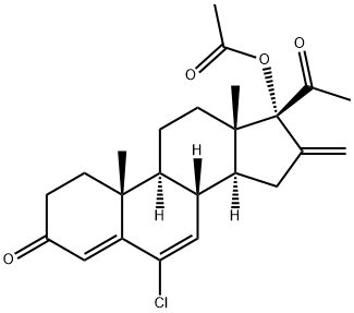 6-クロロ-17-ヒドロキシ-16-メチレンプレグナ-4,6-ジエン-3,20-ジオン=アセタート 化学構造式
