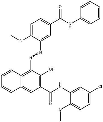 N-(5-クロロ-2-メトキシフェニル)-3-ヒドロキシ-4-[2-メトキシ-5-(フェニルカルバモイル)フェニルアゾ]-2-ナフトアミド 化学構造式