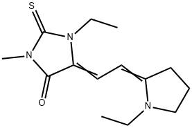 1-エチル-5-[2-(1-エチルピロリジン-2-イリデン)エチリデン]-3-メチル-2-チオキソ-4-イミダゾリジノン 化学構造式