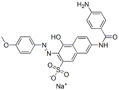 7-[(4-Aminobenzoyl)amino]-4-hydroxy-3-[(4-methoxyphenyl)azo]-2-naphthalenesulfonic acid sodium salt Structure