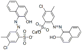 ビス[5-クロロ-2-[(2-ヒドロキシ-1-ナフタレニル)アゾ]-4-メチルベンゼンスルホン酸]カルシウム 化学構造式