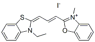 2-[3-[3-エチルベンゾチアゾール-2(3H)-イリデン]-1-プロペニル]-3-メチルベンゾオキサゾール-3-イウム・ヨージド 化学構造式