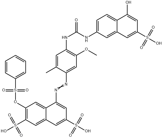 4-[[4-[[[(5-Hydroxy-7-sulfo-2-naphthalenyl)amino]carbonyl]amino]-5-methoxy-2-methylphenyl]azo]-6-[(phenylsulfonyl)oxy]-2,7-naphthalenedisulfonic acid Struktur