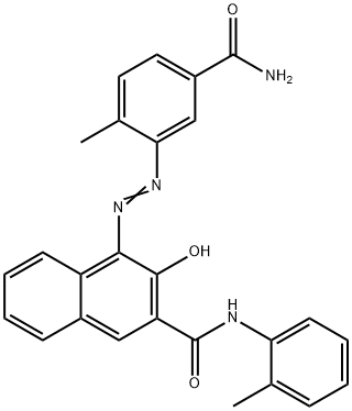 4-[(5-アミノカルボニル-2-メチルフェニル)アゾ]-3-ヒドロキシ-N-(2-メチルフェニル)-2-ナフタレンカルボアミド 化学構造式