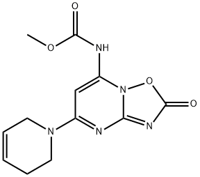 [5-(3,6-ジヒドロピリジン-1(2H)-イル)-2-オキソ-2H-[1,2,4]オキサジアゾロ[2,3-a]ピリミジン-7-イル]カルバミド酸メチル 化学構造式