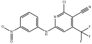 2-CHLORO-6-(3-NITROANILINO)-4-(TRIFLUOROMETHYL)NICOTINONITRILE, TECH 化学構造式