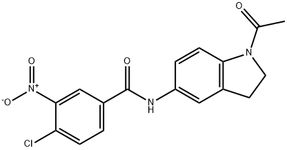 N-(1-乙酰基二氢吲哚-5-基)-4-氯-3-硝基苯甲酰胺, 680214-07-7, 结构式
