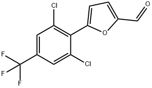 5-[2,6-ジクロロ-4-(トリフルオロメチル)フェニル]-2-フルアルデヒド 化学構造式