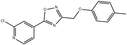 2-クロロ-4-{3-[(4-メチルフェノキシ)メチル]-1,2,4-オキサジアゾール-5-イル}ピリジン 化学構造式