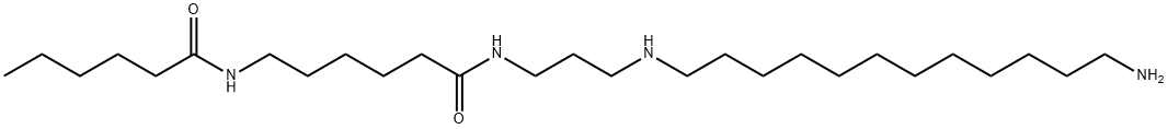 N-[3-[(12-アミノドデシル)アミノ]プロピル]-6-[(1-オキソヘキシル)アミノ]ヘキサンアミド 化学構造式