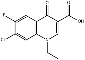 7-クロロ-1-エチル-6-フルオロ-1,4-ジヒドロ-4-オキソキノリン-3-カルボン酸 化学構造式