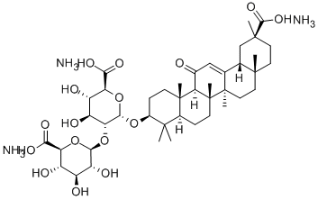 alpha-d-Glucopyranosiduronic acid, (3beta,20beta)-20-carboxy-11-oxo-30-norolean-12-en-3-yl 2-O-beta-d-glucopyranuronosyl-, triammonium salt Struktur