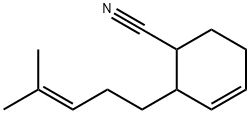 2-(4-メチル-3-ペンテニル)-3-シクロヘキセン-1-カルボニトリル 化学構造式