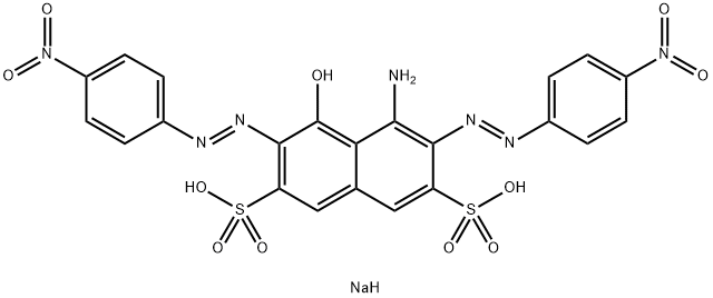 4-アミノ-5-ヒドロキシ-3,6-ビス[(4-ニトロフェニル)アゾ]-2,7-ナフタレンジスルホン酸二ナトリウム 化学構造式