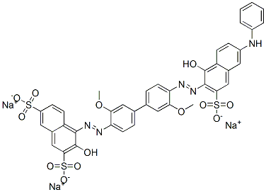 3-Hydroxy-4-[[4'-[[1-hydroxy-6-(phenylamino)-3-sulfo-2-naphthalenyl]azo]-3,3'-dimethoxy[1,1'-biphenyl]-4-yl]azo]-2,7-naphthalenedisulfonic acid trisodium salt Struktur