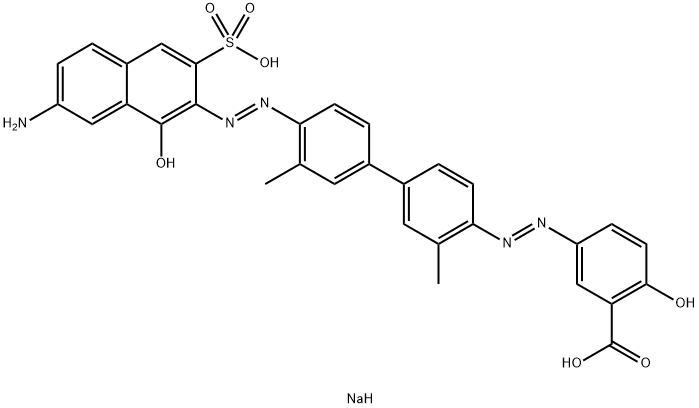 disodium 5-[[4'-[(7-amino-1-hydroxy-3-sulphonato-2-naphthyl)azo]-3,3'-dimethyl[1,1'-biphenyl]-4-yl]azo]salicylate Struktur