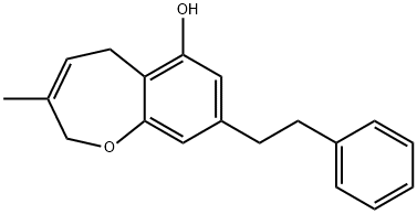 8-フェネチル-3-メチル-2,5-ジヒドロ-1-ベンゾオキセピン-6-オール 化学構造式