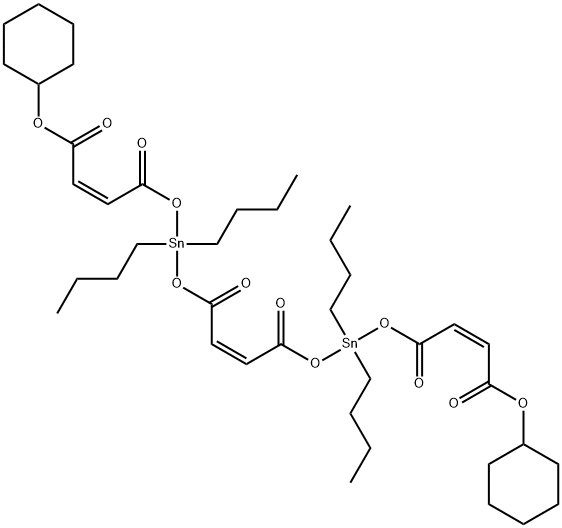 dicyclohexyl (Z,Z,Z)-6,6,13,13-tetrabutyl-4,8,11,15-tetraoxo-5,7,12,14-tetraoxa-6,13-distannoctadeca-2,9,16-trienedioate  Struktur