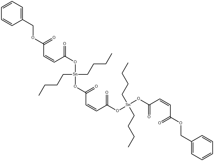 dibenzyl (Z,Z,Z)-6,6,13,13-tetrabutyl-4,8,11,15-tetraoxo-5,7,12,14-tetraoxa-6,13-distannoctadeca-2,9,16-trienedioate Struktur