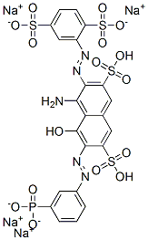 tetrasodium hydrogen 4-amino-3-[(2,5-disulphonatophenyl)azo]-5-hydroxy-6-[(m-phosphonatophenyl)azo]naphthalene-2,7-disulphonate Struktur
