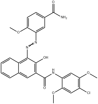 4-[[5-(アミノカルボニル)-2-メトキシフェニル]アゾ]-N-(4-クロロ-2,5-ジメトキシフェニル)-3-ヒドロキシ-2-ナフタレンカルボアミド 化学構造式
