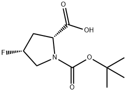 (2R,4R)-1-BOC-4-フルオロピロリジン-2-カルボン酸 化学構造式