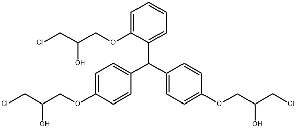 1,1'-[[[2-(3-クロロ-2-ヒドロキシプロポキシ)フェニル]メチレン]ビス(4,1-フェニレンオキシ)]ビス(3-クロロ-2-プロパノール) 化学構造式