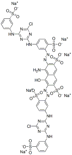 hexasodium 4-amino-3,6-bis[[5-[[4-chloro-6-[(3-sulphonatophenyl)amino]-1,3,5-triazin-2-yl]amino]-2-sulphonatophenyl]azo]-5-hydroxynaphthalene-2,7-disulphonate Struktur