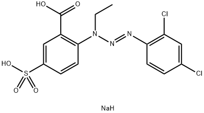 2-[3-(2,4-ジクロロフェニル)-1-エチルトリアゼン-3-イル]-5-[(ソジオオキシ)スルホニル]安息香酸ナトリウム 化学構造式