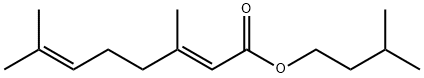 (E)-3,7-ジメチル-2,6-オクタジエン酸イソペンチル 化学構造式