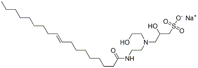 sodium 2-hydroxy-3-[(2-hydroxyethyl)[2-[(1-oxo-9-octadecenyl)amino]ethyl]amino]propanesulphonate Struktur