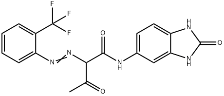 N-[(2,3-ジヒドロ-2-オキソ-1H-ベンゾイミダゾール)-5-イル]-3-オキソ-2-[[2-(トリフルオロメチル)フェニル]アゾ]ブタンアミド 化学構造式