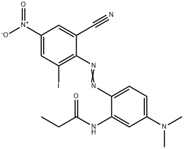 N-[2-[(2-cyano-6-iodo-4-nitrophenyl)azo]-5-(dimethylamino)phenyl]propionamide Struktur