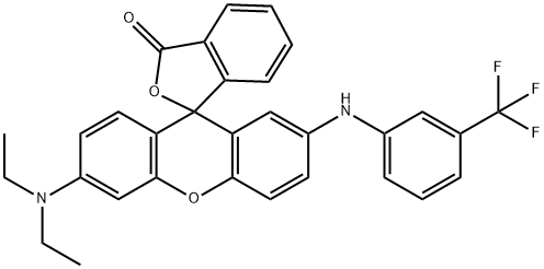 6'-(二乙基氨基)-2'-[[3-(三氟甲基)苯基]氨基]螺[异苯并呋喃-1(3H),9'-[9H]占吨]-3-酮,68134-61-2,结构式