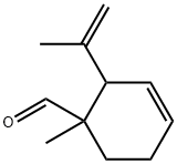 1-メチル-2-(1-メチルエテニル)-3-シクロヘキセン-1-カルボアルデヒド 化学構造式
