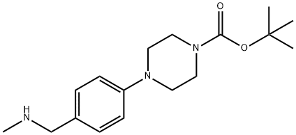 TERT-BUTYL 4-[4-[(METHYLAMINO)METHYL]PHENYL]PIPERAZINE-1-CARBOXYLATE Struktur