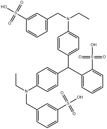 o-[bis[4-[ethyl[(3-sulphophenyl)methyl]amino]phenyl]methyl]benzenesulphonic acid Struktur