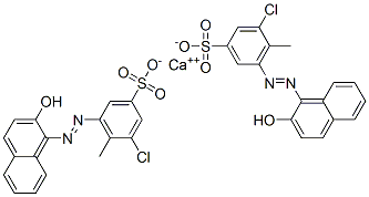ビス[3-クロロ-5-[(2-ヒドロキシ-1-ナフタレニル)アゾ]-4-メチルベンゼンスルホン酸]カルシウム 化学構造式