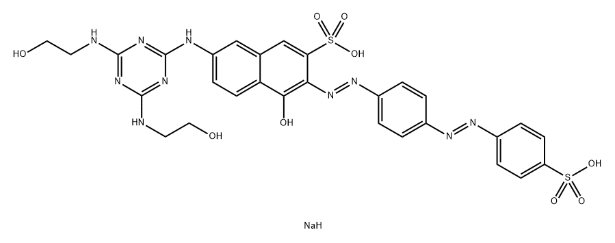 disodium 7-[[4,6-bis[(2-hydroxyethyl)amino]-1,3,5-triazin-2-yl]amino]-4-hydroxy-3-[[4-[(4-sulphonatophenyl)azo]phenyl]azo]naphthalene-2-sulphonate Structure