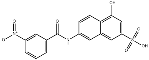 4-ヒドロキシ-7-[(3-ニトロベンゾイル)アミノ]-2-ナフタレンスルホン酸 化学構造式