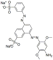 8-[(4-アミノ-2,5-ジメトキシフェニル)アゾ]-5-[(3-スルホフェニル)アゾ]-2-ナフタレンスルホン酸ジナトリウム 化学構造式
