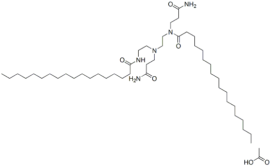 N-(3-氨基-3-氧代丙基)-N-[2-[(3-氨基-3-氧代丙基)[2-[(十八烷酰基)氨基]乙基]氨基]乙基]十八酰胺单乙酸盐, 68214-50-6, 结构式